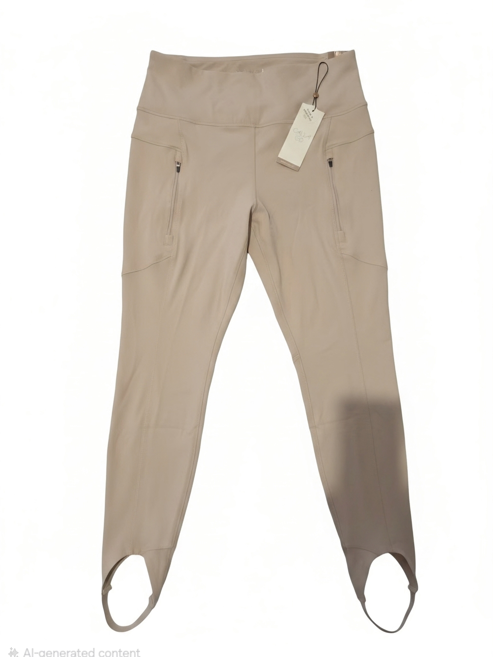 High-Waist Stirrup Track Pants in Beige